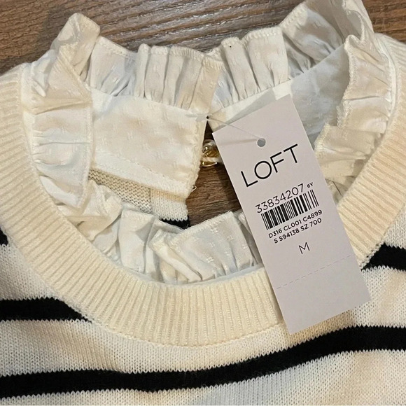 NWT LOFT black and white striped dress women’s medium size - Picture 2 of 4